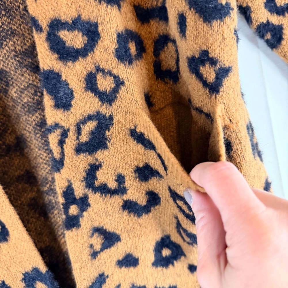 KNOX ROSE Women’s Size M Sweater Cardigan NWT Leopard Longline Open Front SOFT - Picture 5 of 14